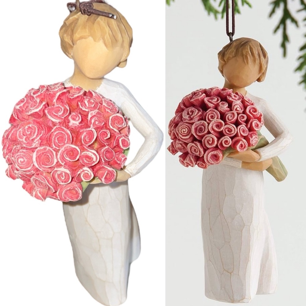 NIB Willow Tree Abundance Ornament sculpted hand-painted figure bouquet of roses